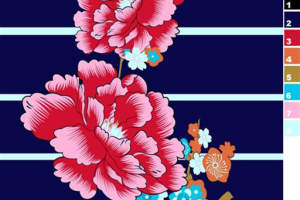 复古牡丹花卉面料印花素材，适用于服装印花设计与数码印染