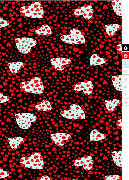 红心满版印花面料素材|适用于T恤衬衫的服装印花设计