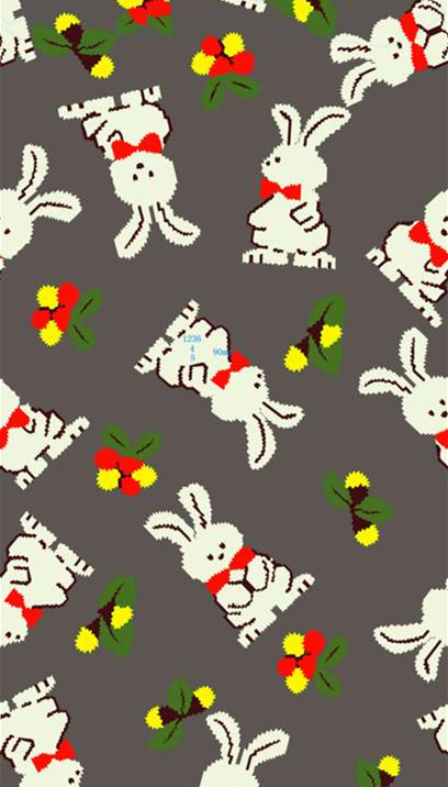 可爱兔子与浆果图案面料印花素材,适用于儿童服装印花设计