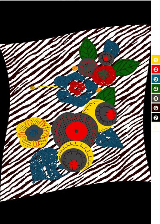 斑马纹底+手绘风花卉图案面料印花素材,适用于服装印花设计