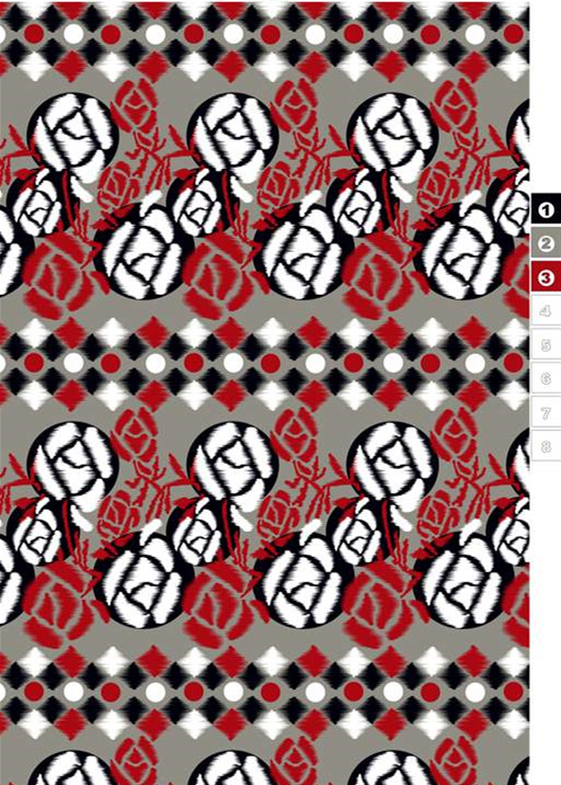 复古玫瑰几何拼接面料印花素材,适用于服装印花设计