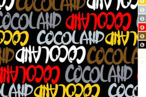 多色涂鸦风COCOLAND字母面料印花素材，适用于潮流服装印花设计