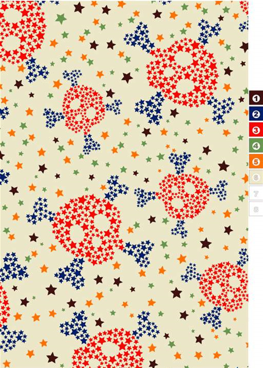 复古星形骷髅图案面料印花素材,适用于儿童服装印花设计