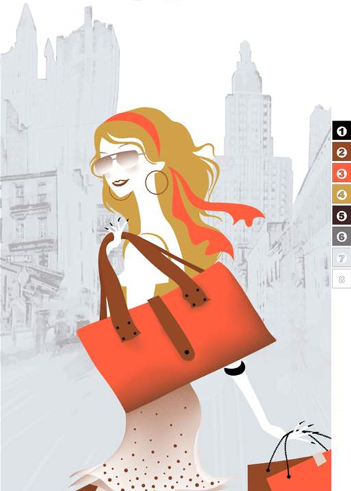 都市时尚插画风面料印花素材,适用于女装服装印花设计