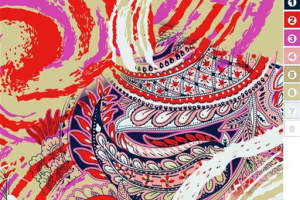 抽象波浪与佩斯利纹结合的服装印花素材，适用于潮流服饰面料印花设计