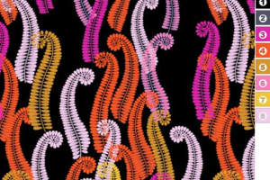 抽象卷曲蕨类图案面料印花素材，适用于服装印花设计