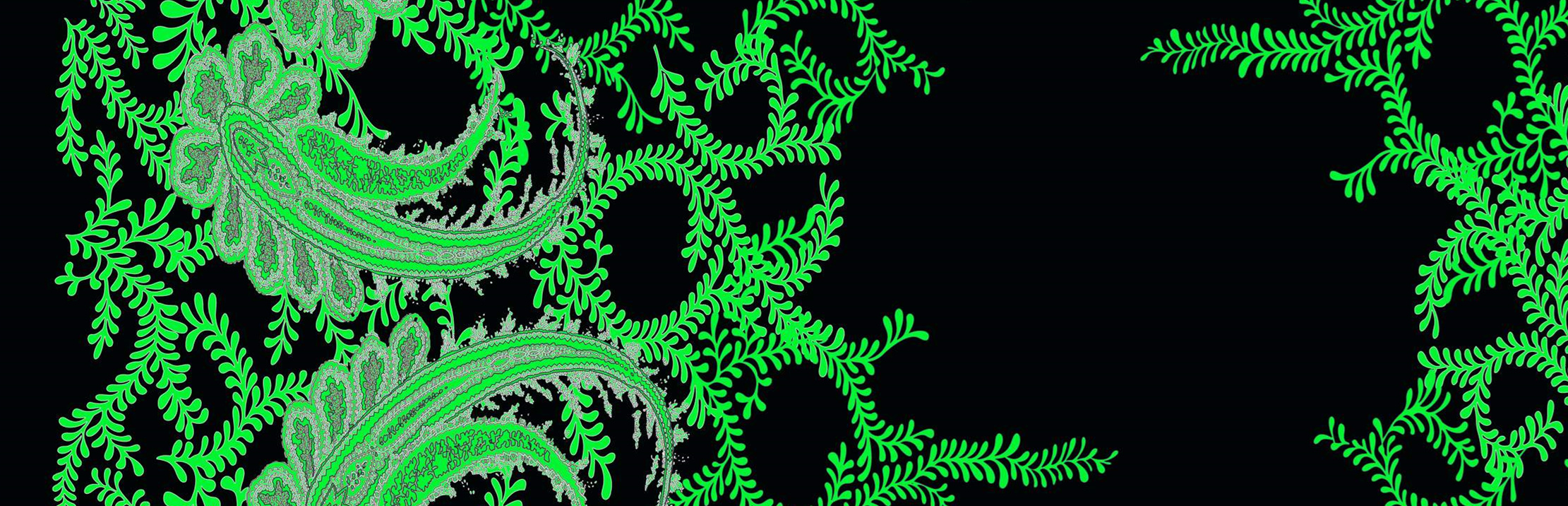 荧光绿佩斯利藤蔓面料印花素材,适用于潮流服装印花设计