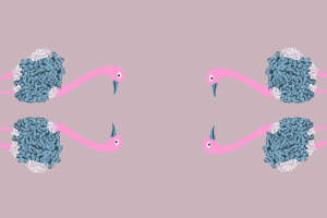 粉色火烈鸟创意面料印花素材，适用于儿童服装与家居纺织品设计