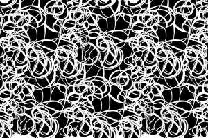 黑白抽象线条面料印花素材，适用于服装印花设计的高对比度花型图