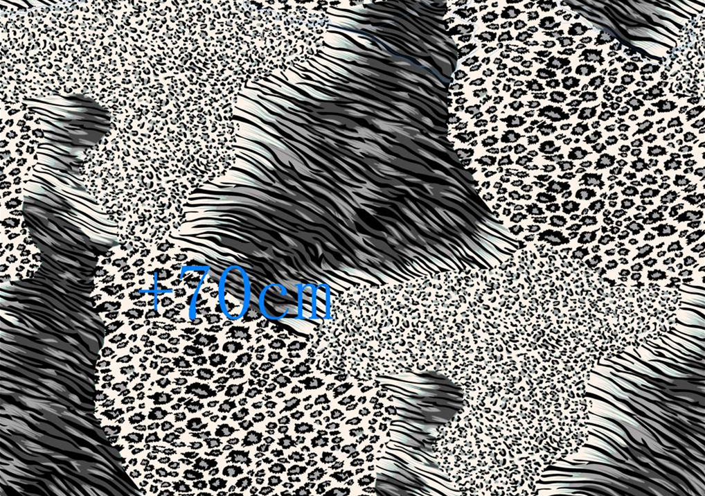 黑白斑马纹与豹纹拼接面料印花素材,适用于服装印花设计