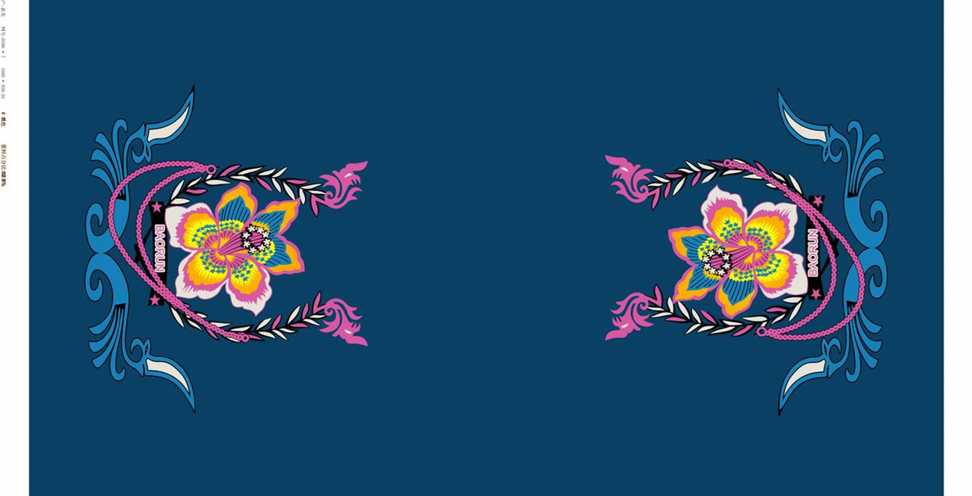 民族风花卉对称图案面料印花素材,适用于服装印花设计