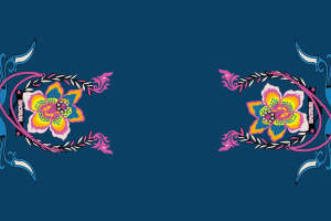 民族风花卉对称图案面料印花素材，适用于服装印花设计