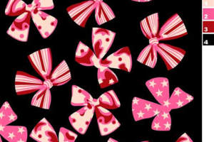 粉色蝴蝶结面料印花素材图，适用于服装印花设计与童趣风格服饰