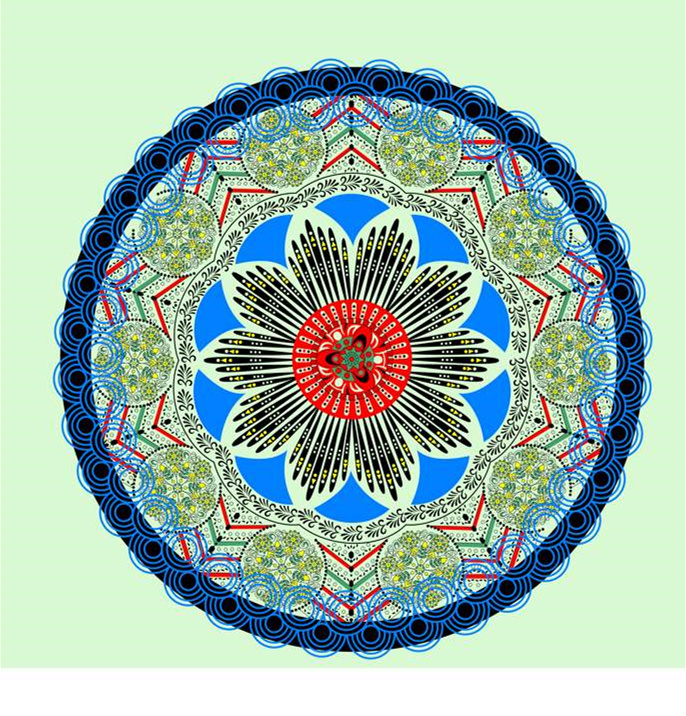 民族风圆形曼陀罗图案面料印花素材,适用于服装印花设计