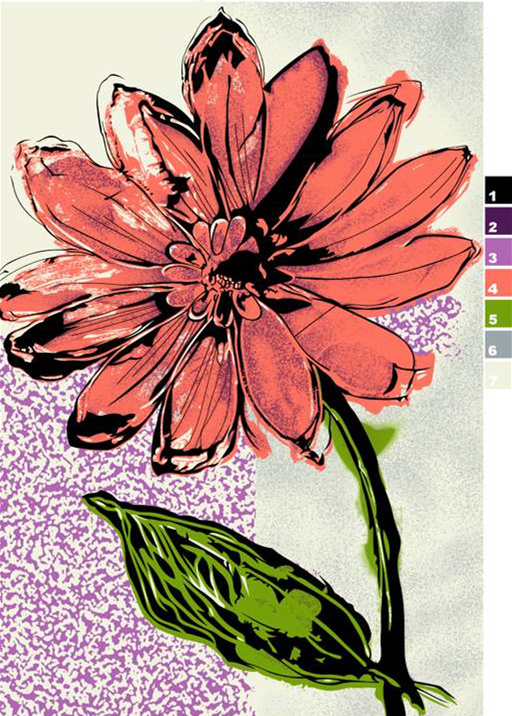 复古手绘风大朵花卉面料印花素材,适用于服装印花设计