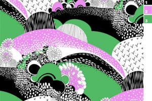 波浪层叠风面料印花素材，适用于服装印花设计的原创花型图