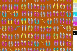 复古童趣鞋形图案面料印花素材，适用于T恤与童装服装印花设计