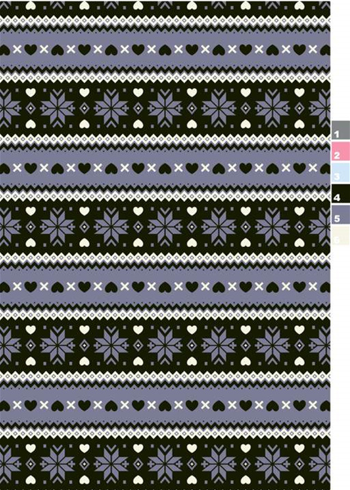 北欧风几何爱心雪花条纹面料印花素材,适用于服装印花设计