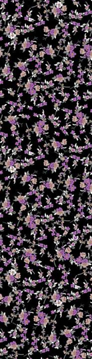 黑底紫粉碎花面料印花素材,适用于女装衬衫与连衣裙服装印花设计