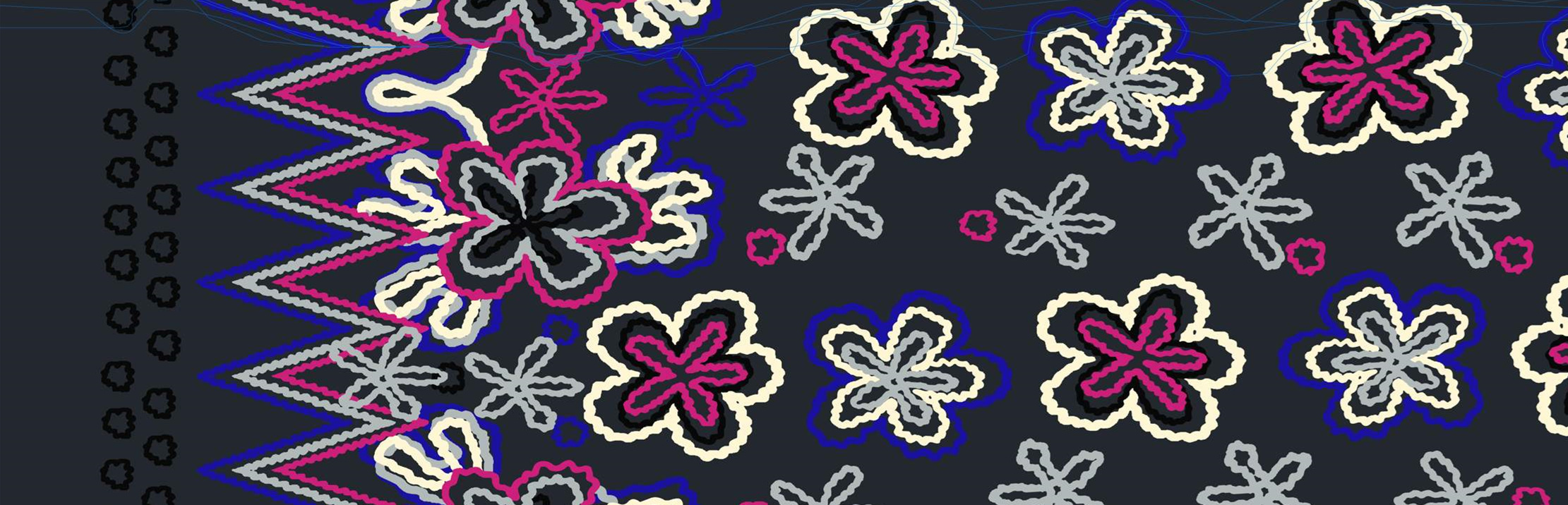 抽象花卉几何线条面料印花素材,适用于服装印花设计