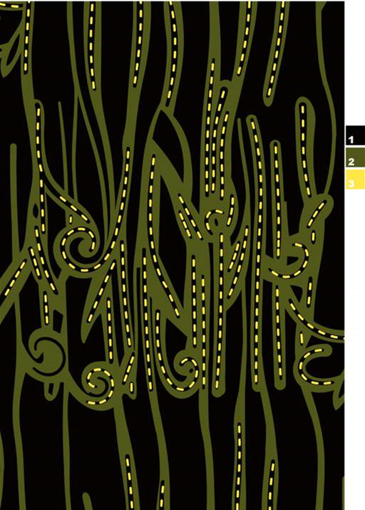 橄榄绿藤蔓缝线风面料印花素材,适用于服装印花设计