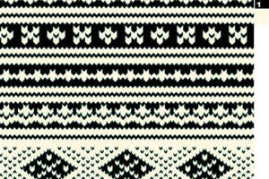 黑白几何民族风面料印花素材，适用于服装印花设计与针织服饰图案