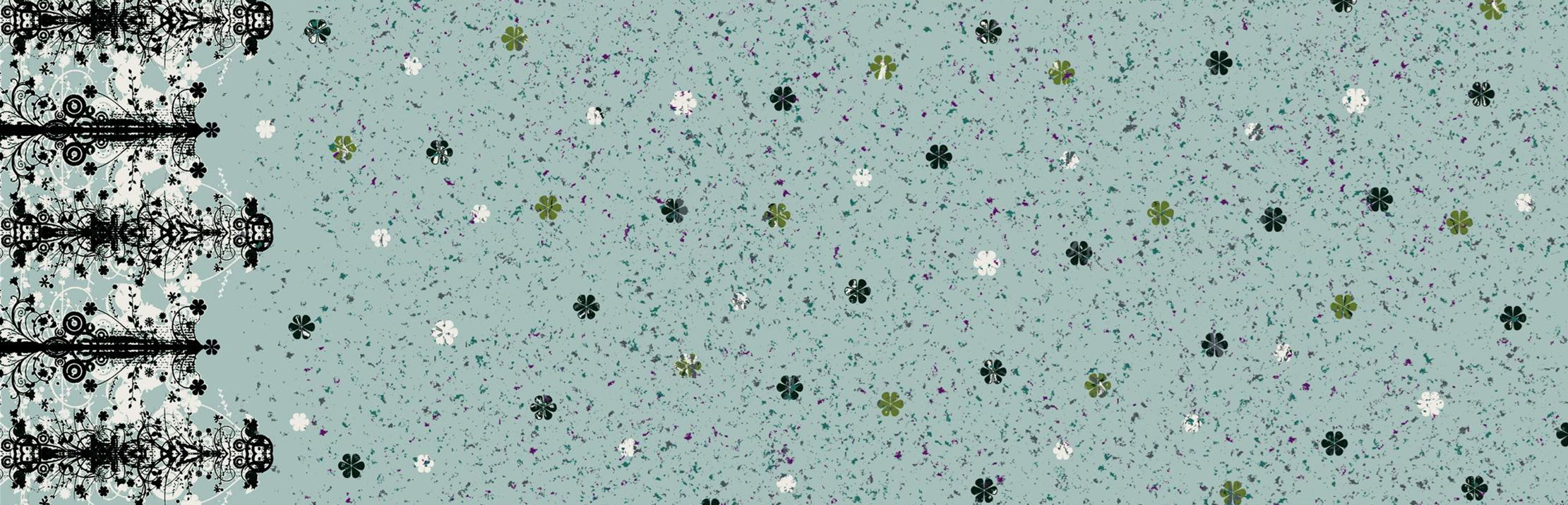 复古巴洛克边饰搭配碎花散点纹样面料印花素材图