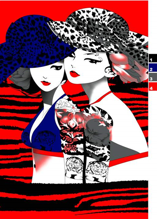 高对比度波普风面料印花素材,适用于服装印花设计与时尚插画