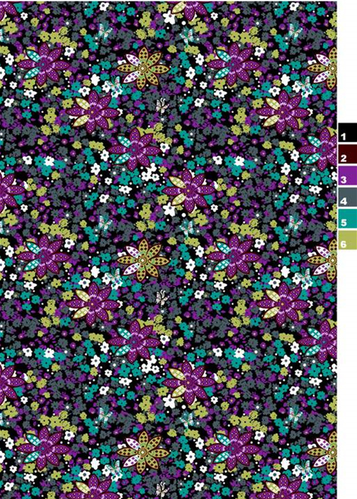 复古繁花面料印花素材图,适用于服装印花设计与数码印染