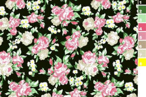 复古玫瑰小雏菊面料印花素材，适用于服装印花设计与数码印染