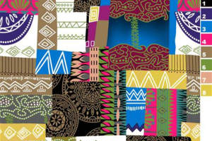 民族风拼贴式面料印花素材，适用于服装印花设计与创意服饰开发