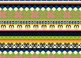 复古像素骷髅与民族风条纹面料印花素材，适用于服装印花设计