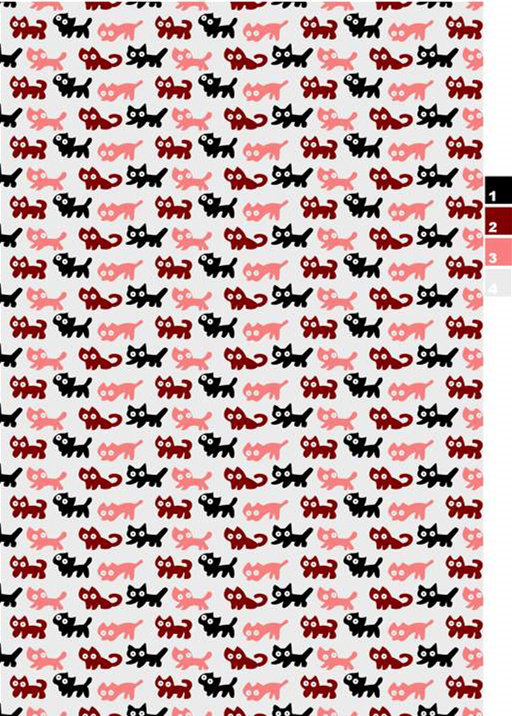 可爱猫咪图案面料印花素材,适用于儿童服装与休闲服饰设计