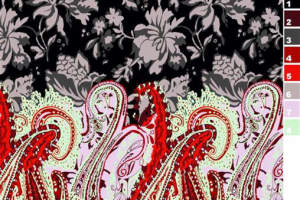 复古花卉与佩斯利纹样结合的服装印花素材，适用于高端面料印花设计