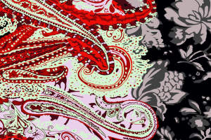 复古佩斯利与灰调花卉组合面料印花素材，适用于服装印花设计