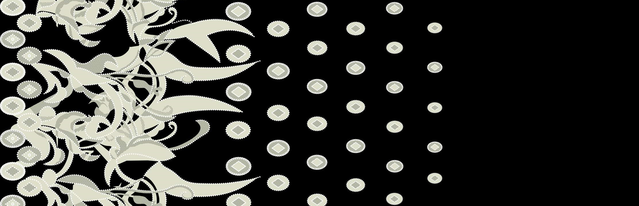 复古藤蔓与几何圆点结合的服装印花素材,适用于高端面料印花设计