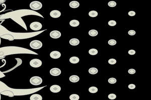 复古藤蔓与几何圆点结合的服装印花素材，适用于高端面料印花设计