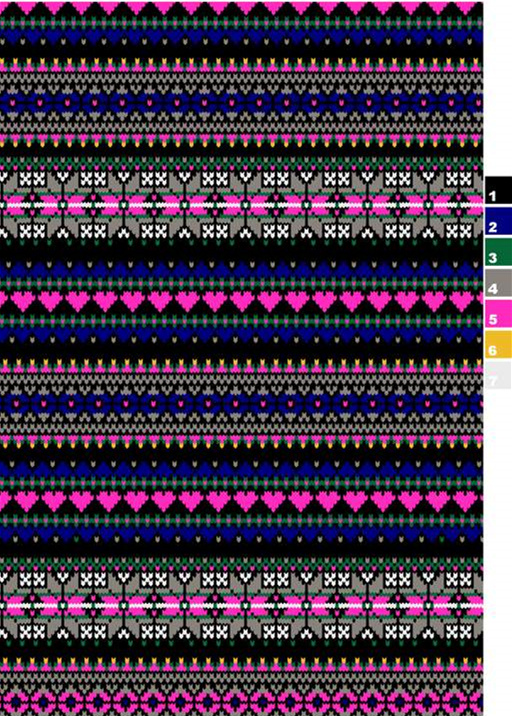 复古民族风条纹心形图案面料印花素材,适用于服装印花设计