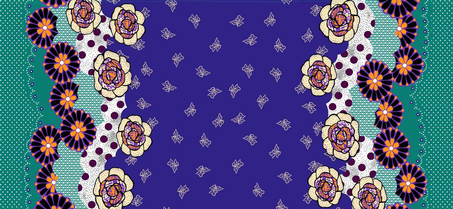 复古撞色花卉面料印花素材,适用于服装印花设计与数码印染