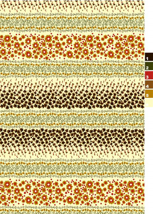 复古花卉条纹面料印花素材,适用于服装印花设计与数码印染