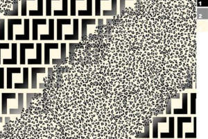 几何迷宫与豹纹融合的服装印花素材，适用于潮流服饰面料印花设计
