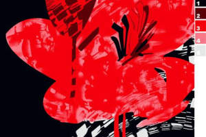 红黑几何花卉面料印花素材，适用于服装印花设计的高对比度艺术花型