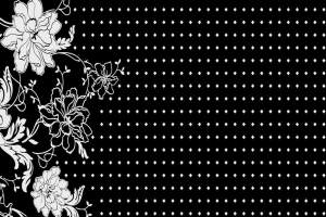 黑白花卉线条风面料印花素材，适用于服装印花设计