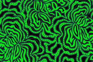荧光绿波浪花卉面料印花素材，适用于潮牌服装印花设计