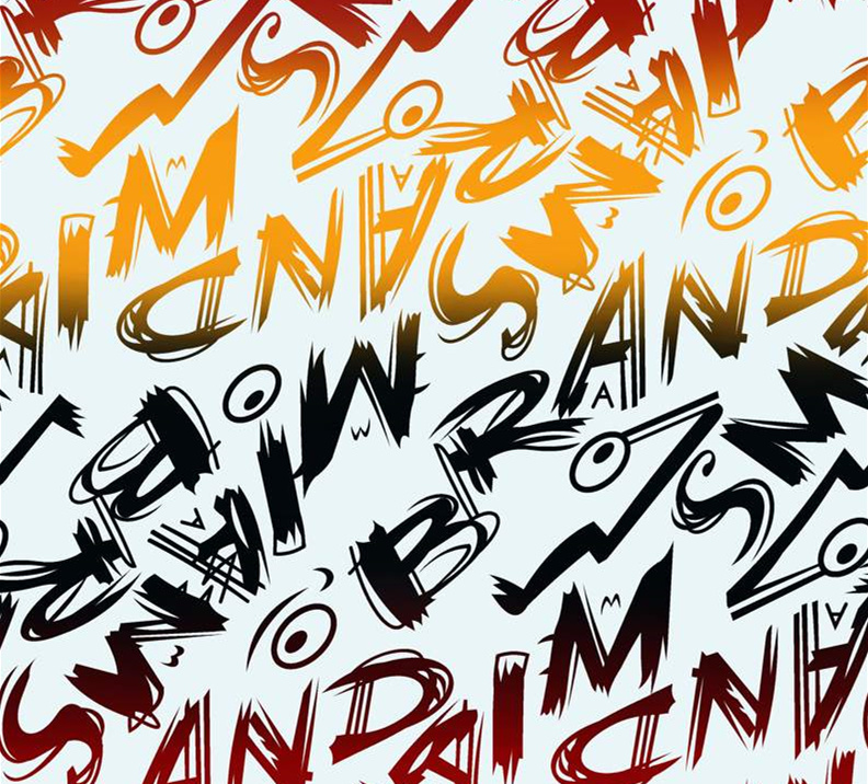 抽象涂鸦风面料印花素材,适用于潮牌服装印花设计