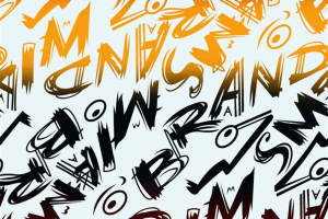 抽象涂鸦风面料印花素材，适用于潮牌服装印花设计