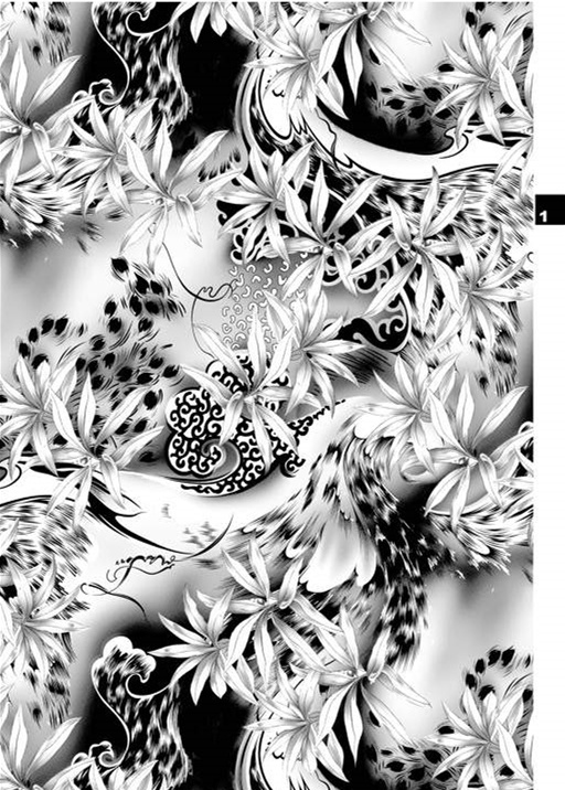 黑白写意花卉与豹纹融合的服装印花素材,适用于高端面料印花设计