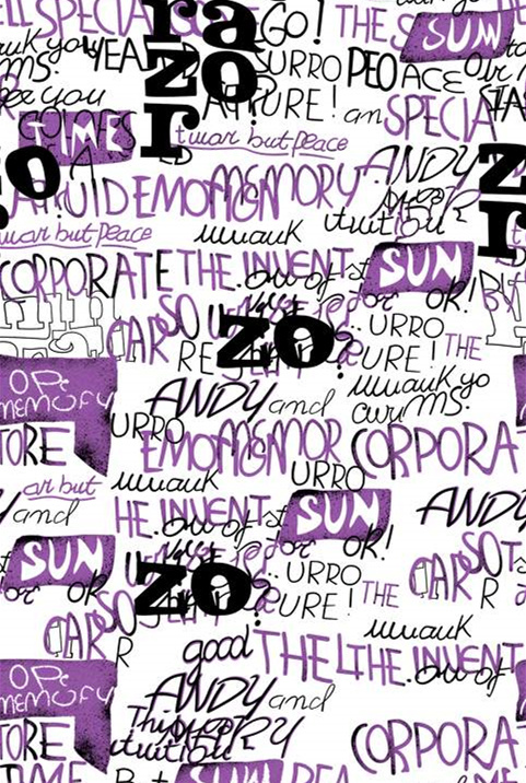 抽象文字拼贴风面料印花素材,适用于潮流服装印花设计