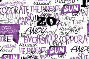 抽象文字拼贴风面料印花素材，适用于潮流服装印花设计