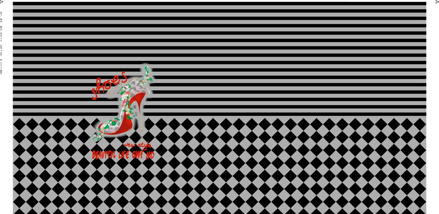 黑白条纹与棋盘格拼接面料印花素材,适用于时尚服装印花设计